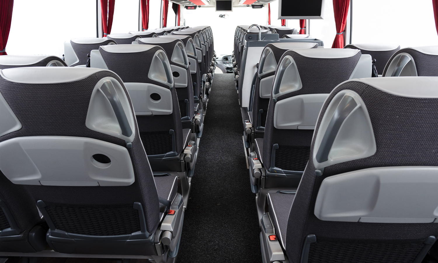 Overview of Coach Seats with Headrests and Hand Stabilisers
