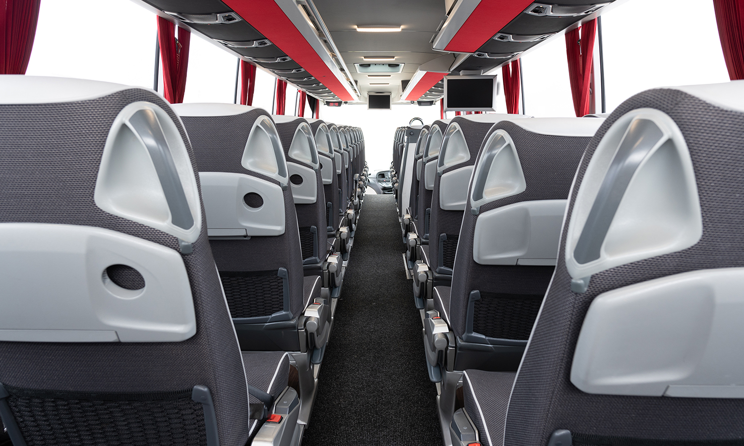 Aisle view of Luxury 53 Seater Volvo Coach
